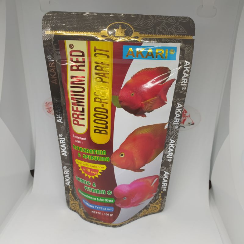 Akari Premium Red Blood Red Parrot pelet 100gr pakan ikan parrot oscar cichlid
