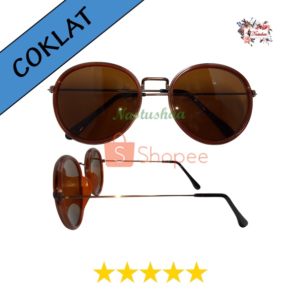 Kacamata Gaya Hitam Wanita Pria Double Frame - Kaca Mata Fashion Retro Bingkai Oval Metal Korea Style Sunglasses UV400 NOCASE