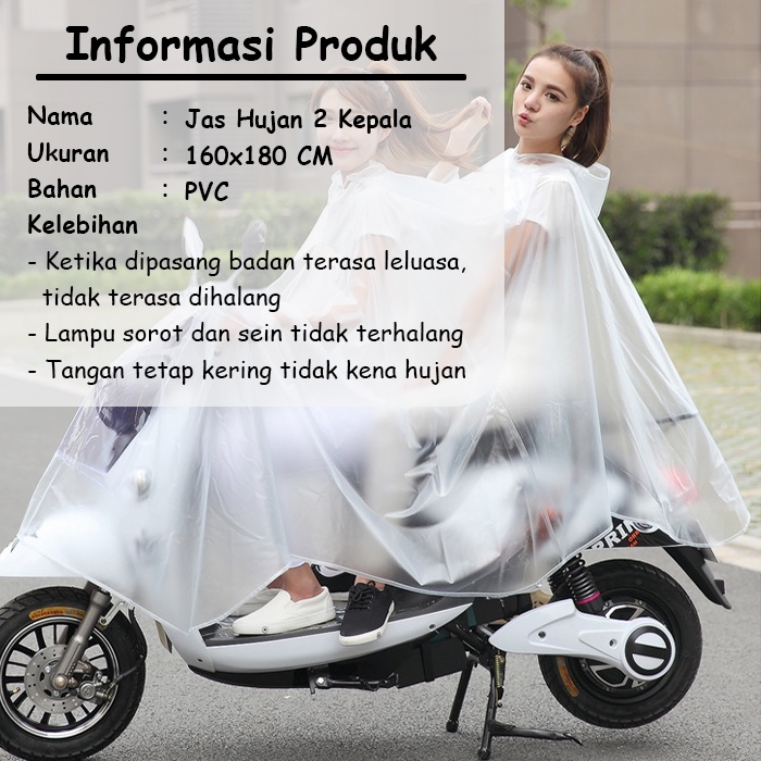 Lodoestar COD - Jas Hujan Besar 2 Kepala Ukuran 160cmx180cm Bahan PVC - YY-6