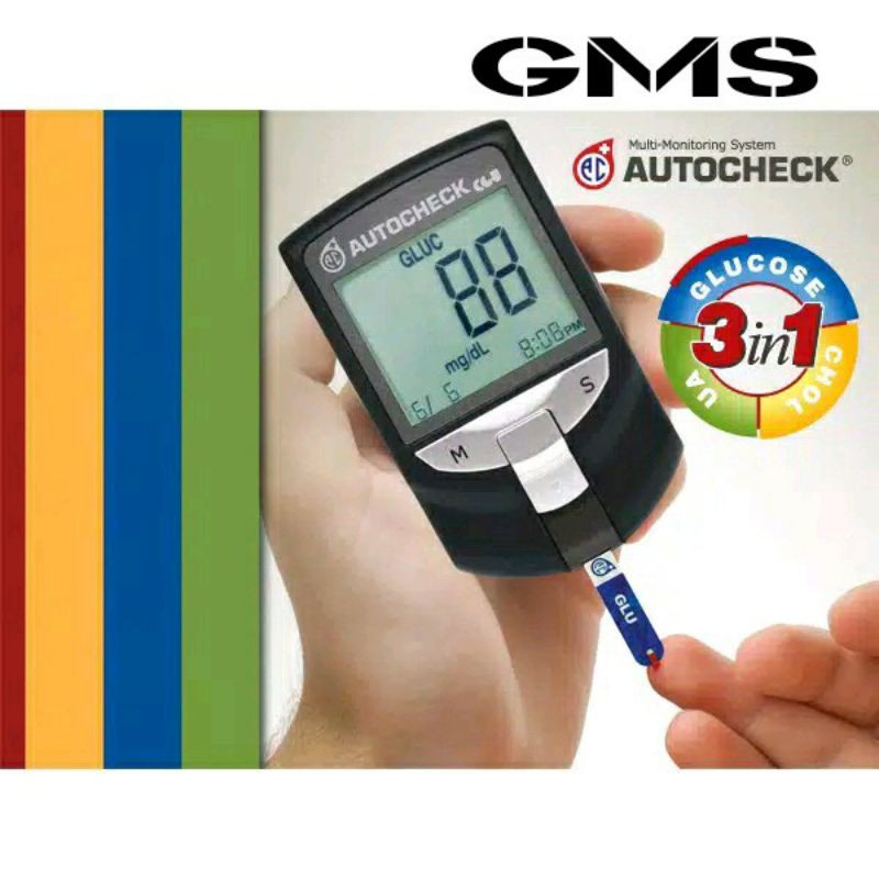 Autochek Alat Cek GCU 3 in 1 / Alat Cek Gula, Asam Urat, Kolestrol