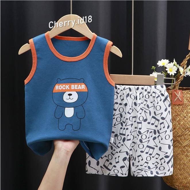 Cherry Baju Bayi Oblong Tanpa Lengan / Setelan Bayi Tanpa Lengan / Singlet Bayi / Singlet Anak STL31