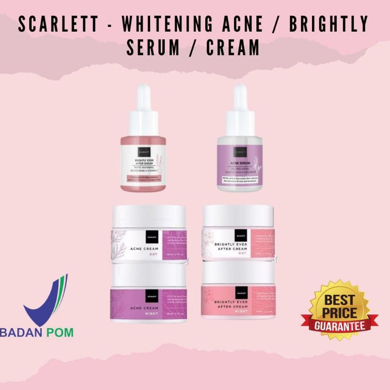 SCARLETT WHITENING ACNE CREAM &amp; BRIGHTLY AFTER CREAM DAY &amp; NIGHT