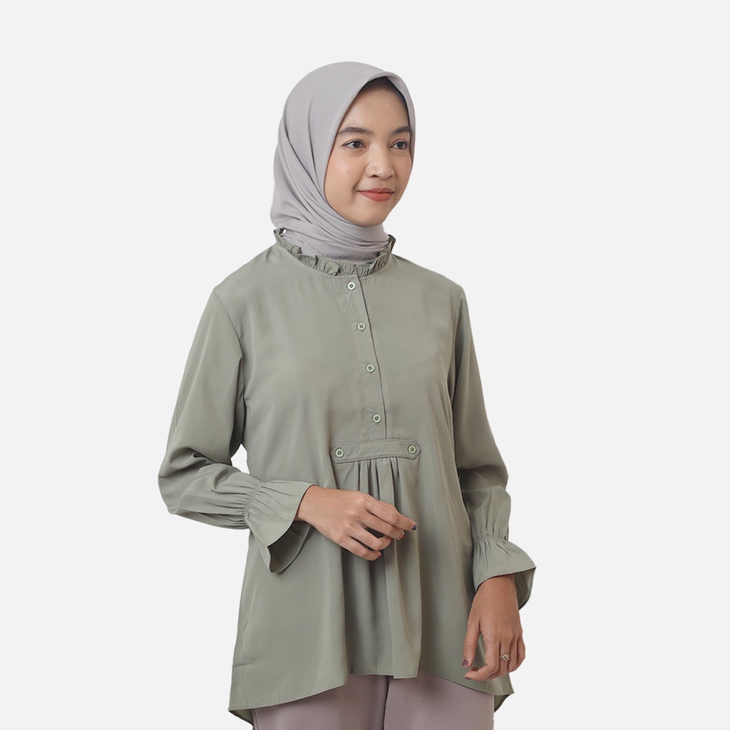 Ohya - Kemeja Blouse Atasan Wanita Astrantia Leaf Green