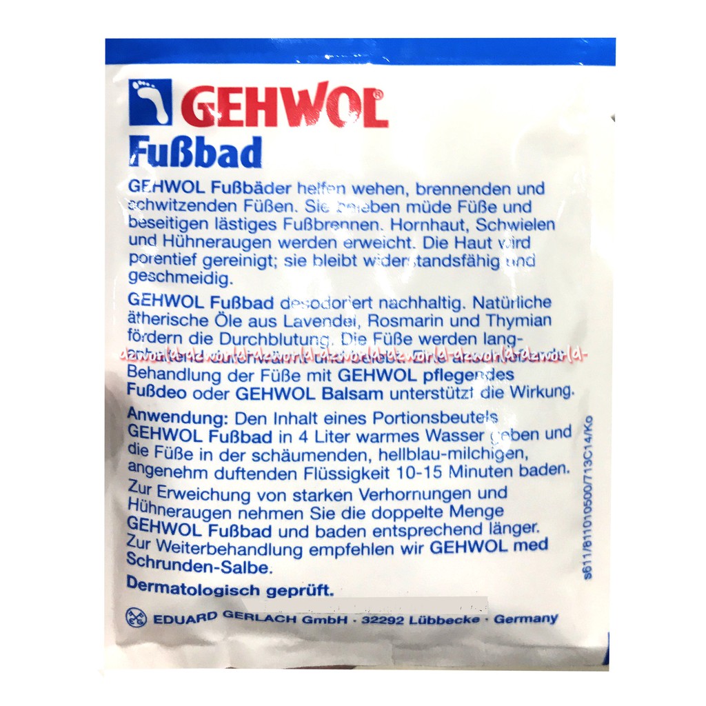 Gehwol Fubbad Foot Bath 20gr Bubuk Perendam Kaki Untuk Kaki Pecah Pecah Kusam Kering Kasar Geh Wol Sachet Gehwoll