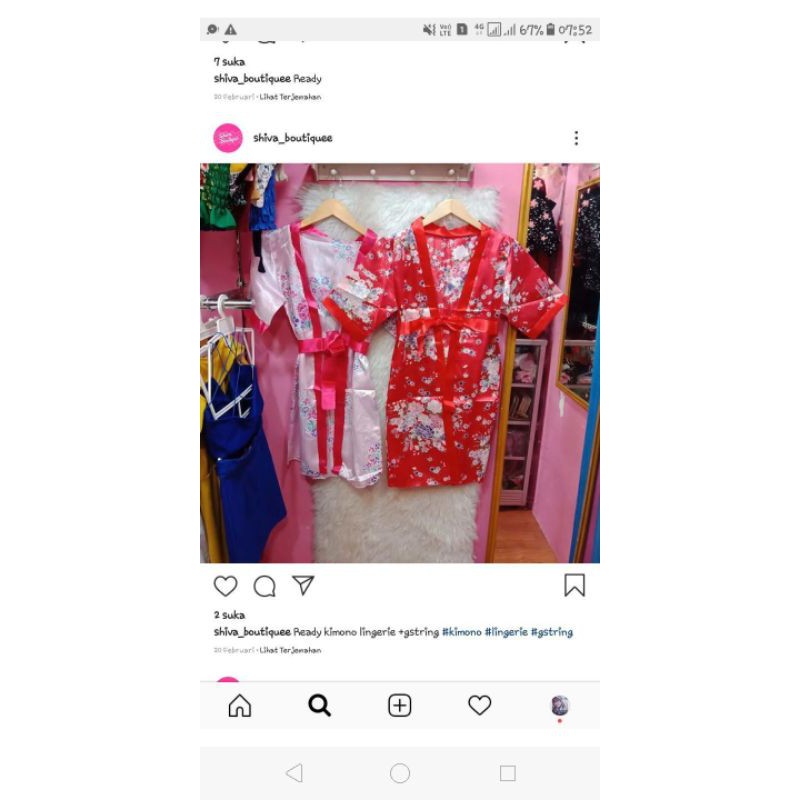 kimono satin import / kimono baju tidur sexy