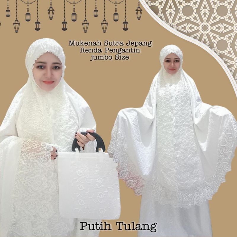 MUKENA SETELAN JUMBO SIZE SUTRA JEPANG RENDA PENGANTIN