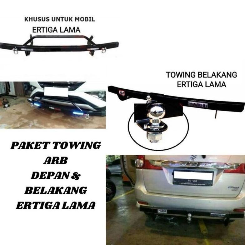PAKET TANDUK TOWING BESI PELINDUNG BUMPER BEMPER DEPAN BELAKANG MOBIL SUZUKI ERTIGA LAMA 2013 - 2017
