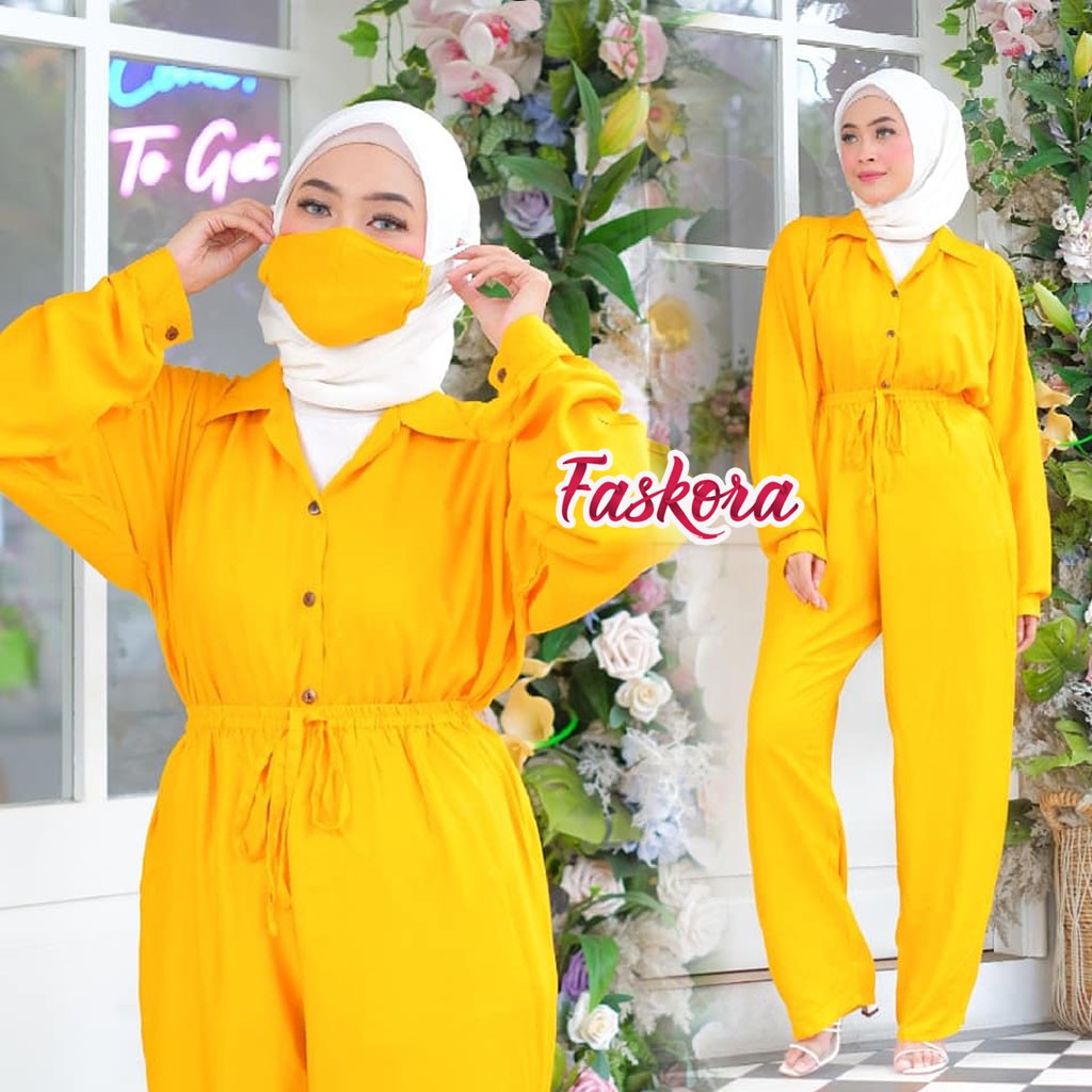 Piyama Wanita Dewasa Jumbo Tangan Panjang Polos / Setelan Rayon Polos Lengan Panjang