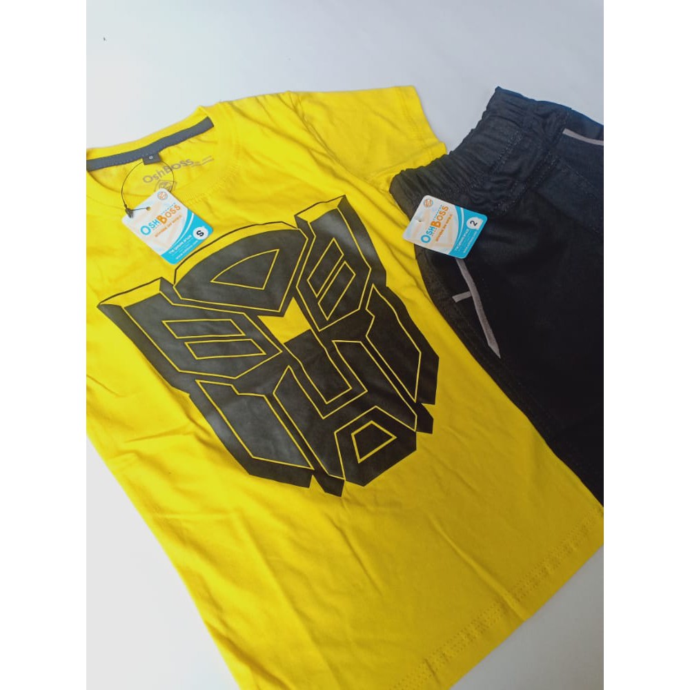 COD BAJU ANAK STELAN LAKI LAKI MOTIF TRANSFORMER KUNING DAN CINO PENDEK 1-6 TAHUN-2