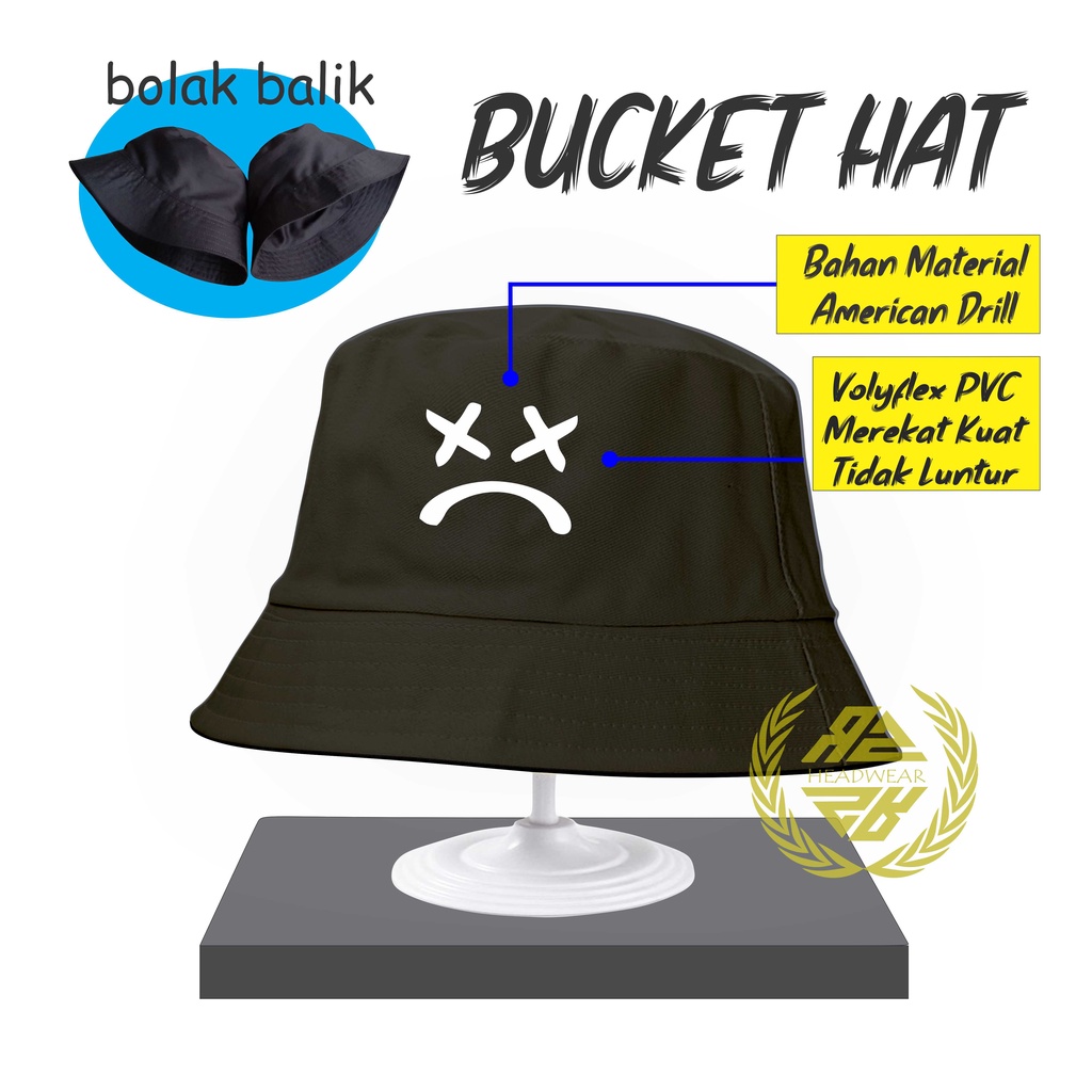 Bucket Hat Wanita Buket Hat Logo Sablon Premium sad