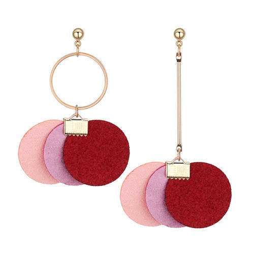 LRC Anting Tusuk Fashion Multi-color Round Shape Decorated Earrings