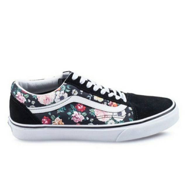 vans old skool black floral