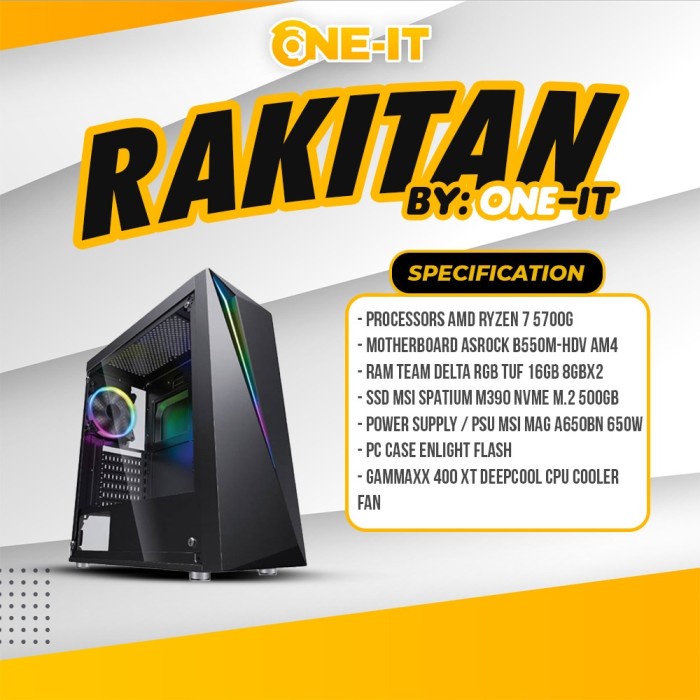 PC RAKITAN Ryzen 7 5700G | RAM 16 GB | SSD 500 GB