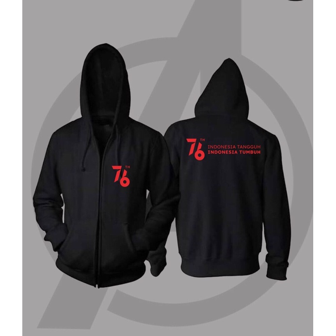 Jaket Sweater Zipper - HUT RI 76 Indonesia Tangguh Indonesia Tumbuh
