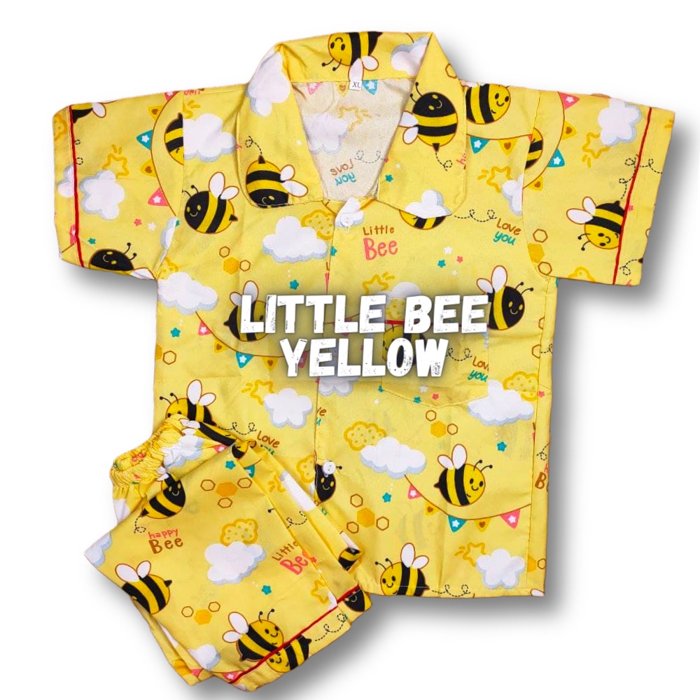Piyama Anak Laki laki Perempuan 10 Tahun Baju tidur anak usia 12 tahun Bebas Pilih Motif size 12-BEE YELLOW