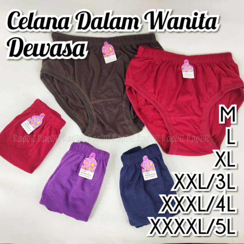 CD Celana Dalam Wanita Dewasa M L XL XXL 3L XXXL 4L XXXXL 5L TENLING GELAP Jumbo Big Size Katun Kare