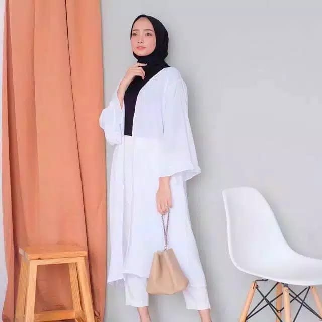 BZS - ZEC ABILA Cardigan XXL / Yuuna / Cardigan Wanita Terbaru Panjang - Putih