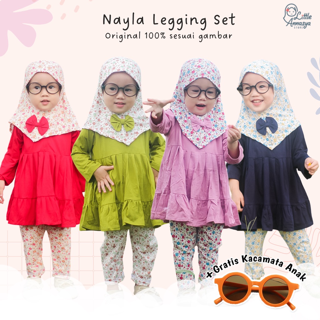 Baju Muslim Anak Rayon/ Baju Muslim Anak Perempuan 1 Tahun Nayla / Baju Gamis Anak Perempuan