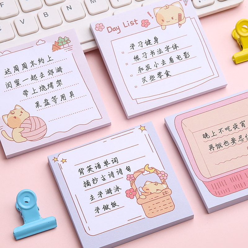 [Ready Stock] Korean Creative Cute Sticky Note Girl Notepad Notes Office Guestbook Memo