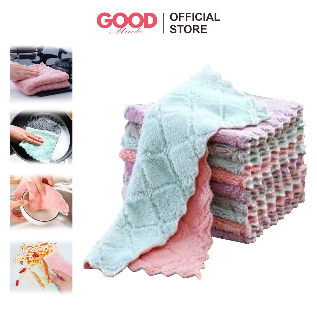 GOOD MADE - Kain Lap Piring Anti Minyak Tebal  Kain Lap Micro fiber Dapur Lap Cuci Piring Gelas Coral Fleece