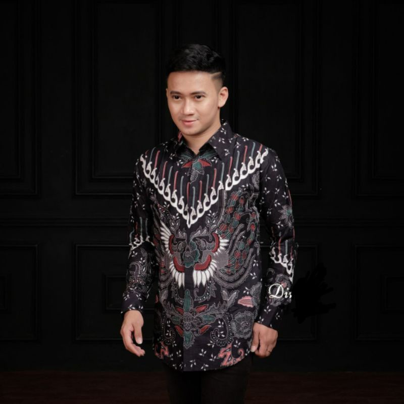 Agrapana Baju Batik Pria Lengan Panjang Batik Premium Modern Rajata size M L XL XXL-Kupu putih