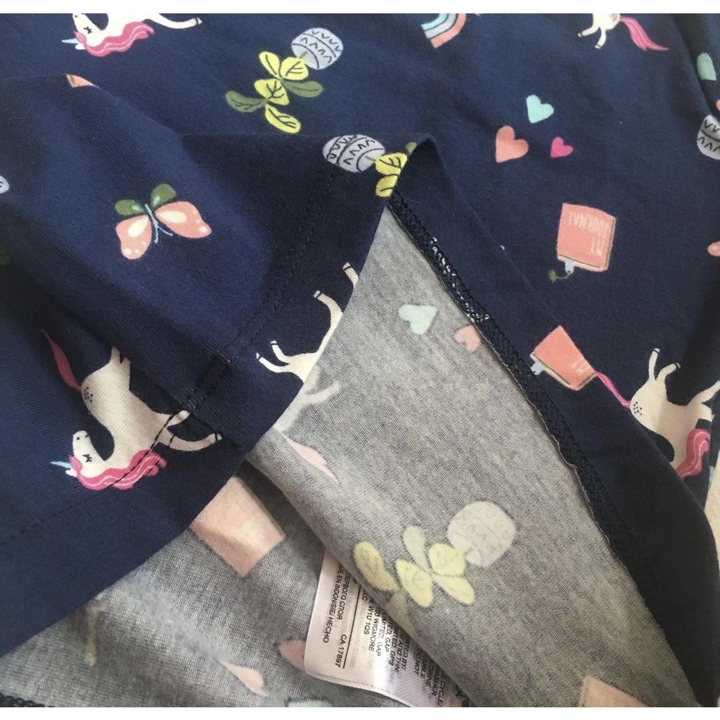 Carters Tee Navy Unicorn Flower Kaos Motif Anak Perempuan