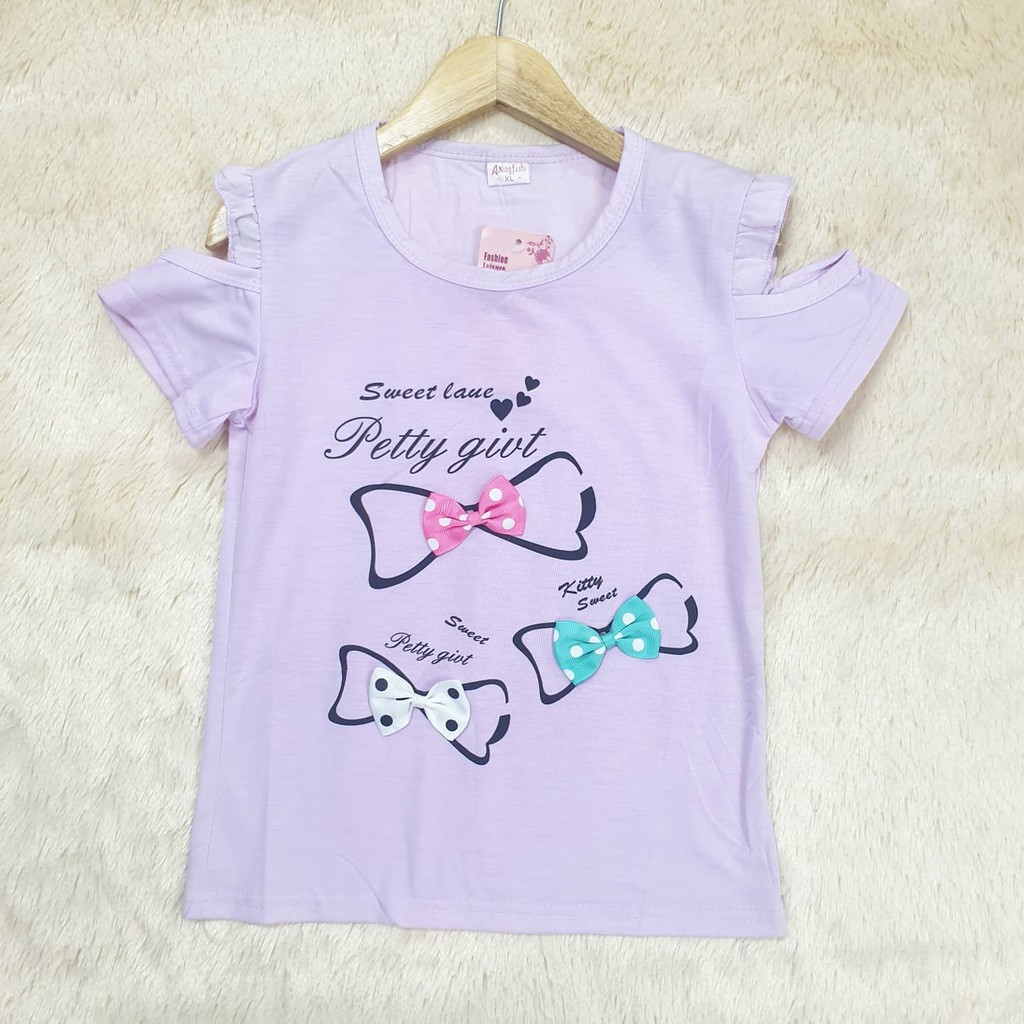 atasan kaos baju anak cewek model sabrina impor usia 4-5 tahun
