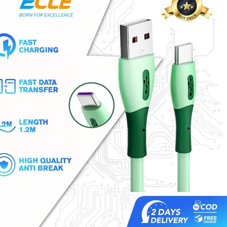 (NEW) ECLE Data Cable Fast Charging Kabel Data Type-C 5V 2.4A Silica Gel Data line 1.2m Blue ‑ LNO.7