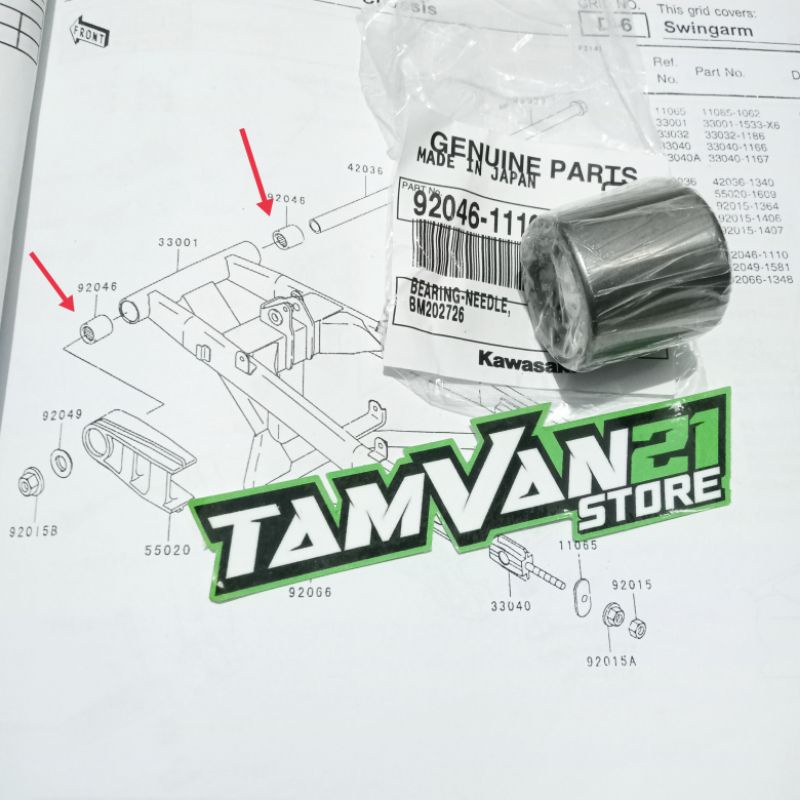 BEARING LAHER SWING ARM NINJA RR R SS KGP 92046-1110