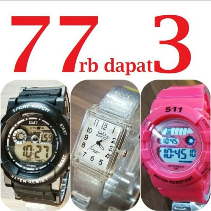 77 Ribu dapat 2 jam tangan anti air dan 1jam fashion