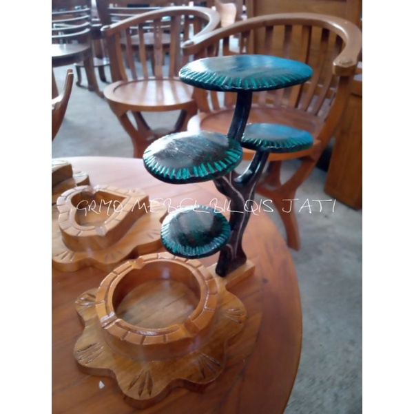 asbak rokok kayu jati ukiran