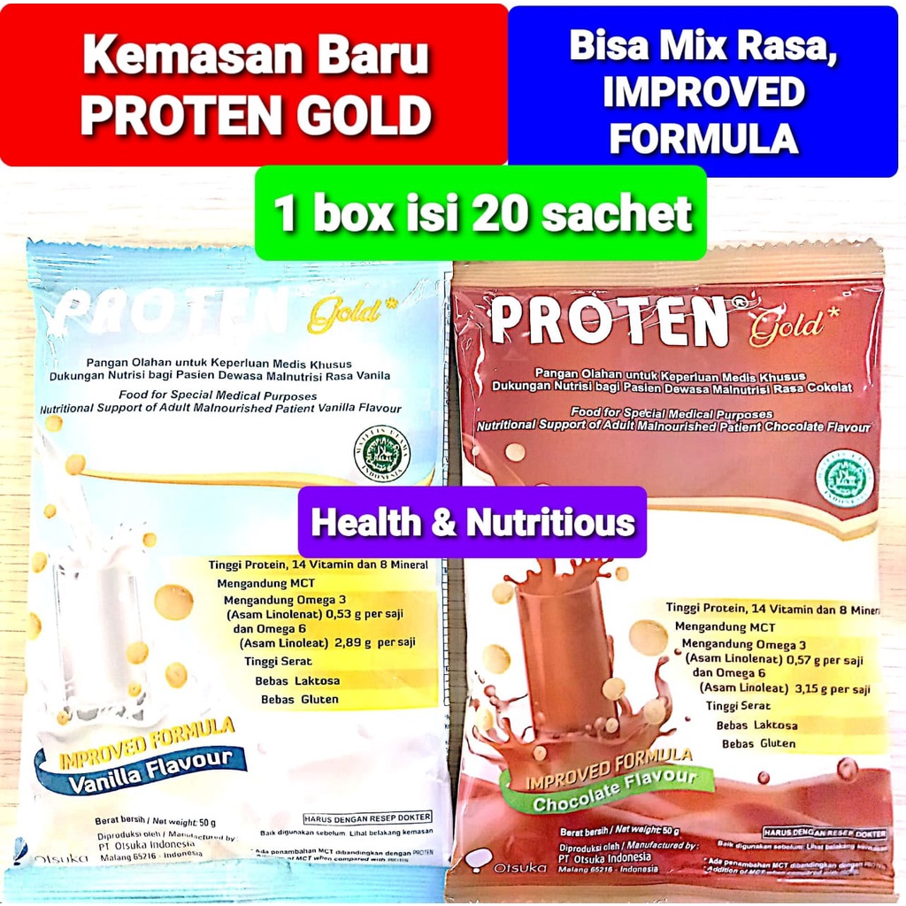 

TERMURAH - SUSU PROTEN GOLD ANEKA VARIAN RASA (HARGA PER SACHET)