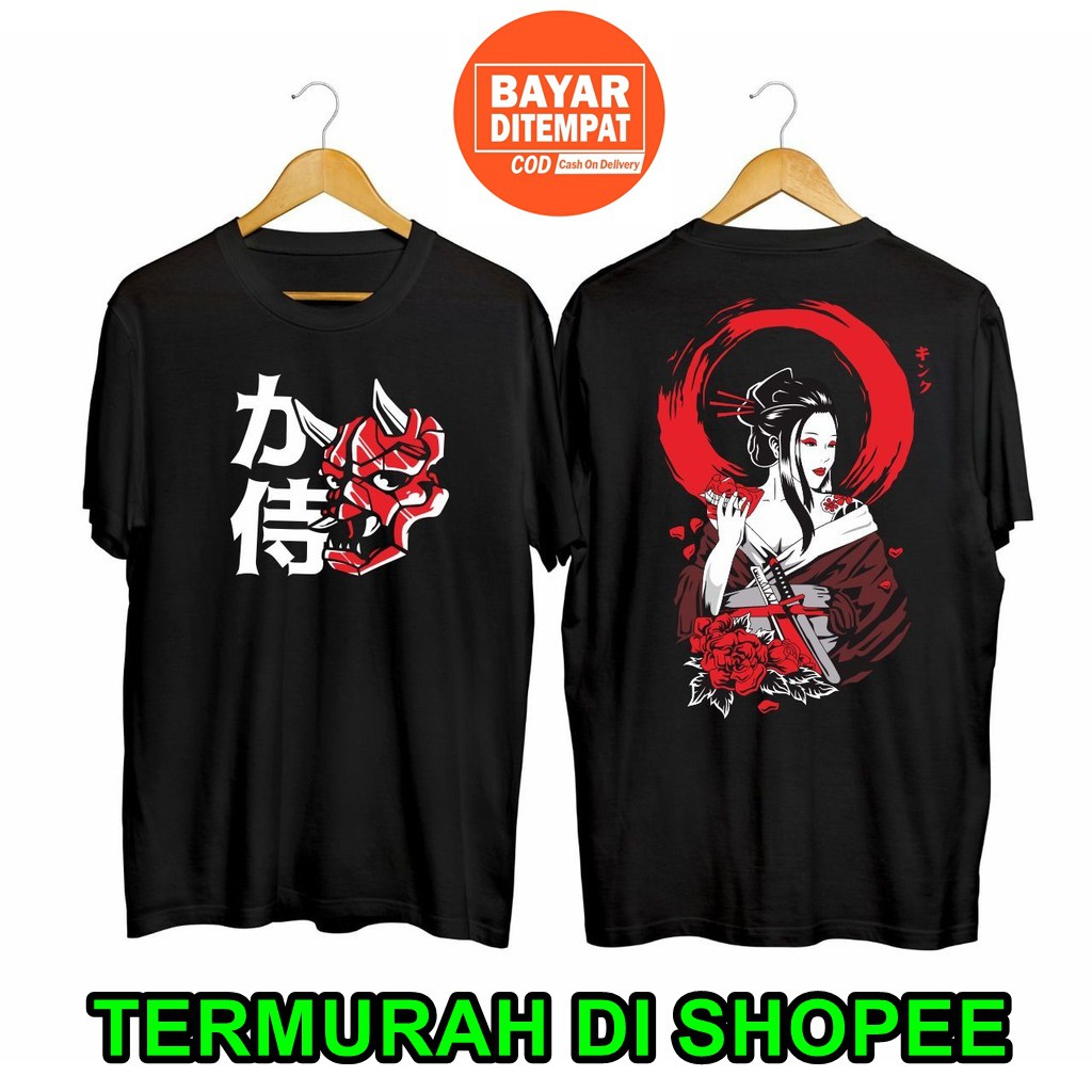 Kaos oblong kaos distro distro samurai geisha ((((nga black))))  murah viralM KDJD466