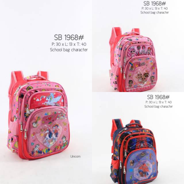 MOMBABY1 Tas Ransel Karakter Anak Hologram Confetti atau Tas Ransel Sekolah Anak Hologram