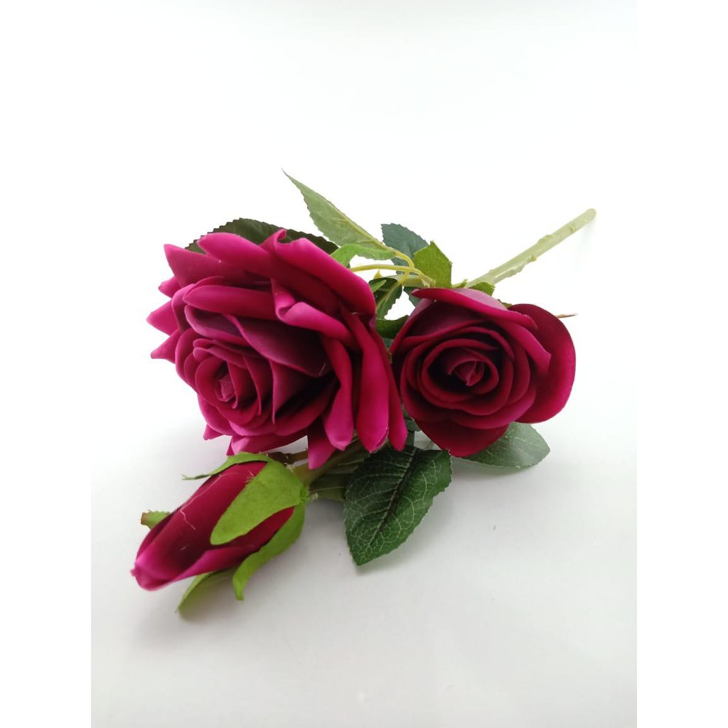 COD BUNGA MAWAR  BUNGA TANGKAI PLASTIK BUNGA ARTIFISIAL BUNGA PAJANGAN IMITASI  BUNGA HIASAN BT9034-RED WINE