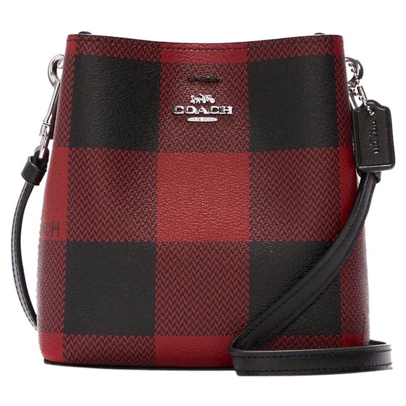 Coach Mini Town Bucket Bag With Buffalo Plaid Print (C7267)