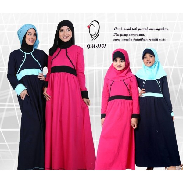 Rahnem Diskon s/d 30% - Gamis GM 1101 & Couple Sarimbit Pasangan Ibu Anak