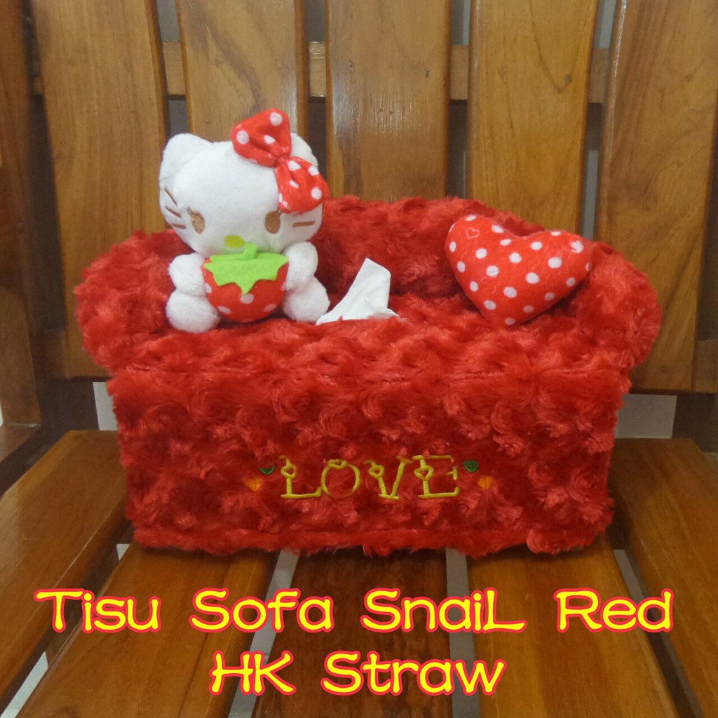Tempat Tissue /Box Tisu Kotak Sofa Snail merah HelloKitty Straw