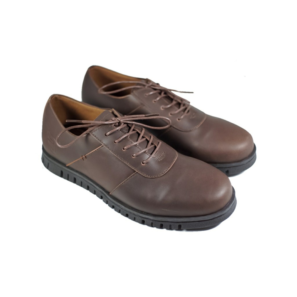 Low Nathan Brown | Sepatu Kulit Asli Formal Klasik Sport Simple Pria Cowok Derby | FORIND x Barnum