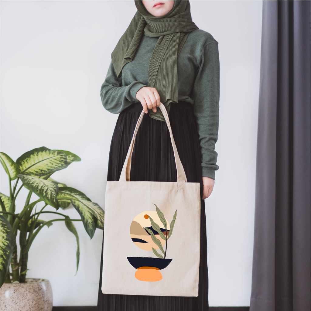 Sevine Totebag Kanvas Tas Wanita Fashion Tote Bag Laptop Motif Nordic - KNP3