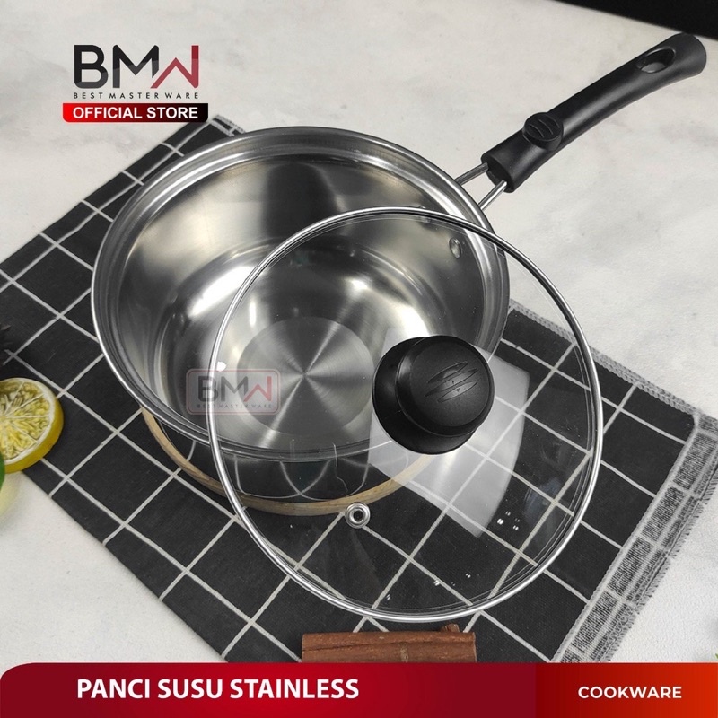 Panci Susu Milk Pot Stainless Tutup Kaca Tebal Ukuran 20