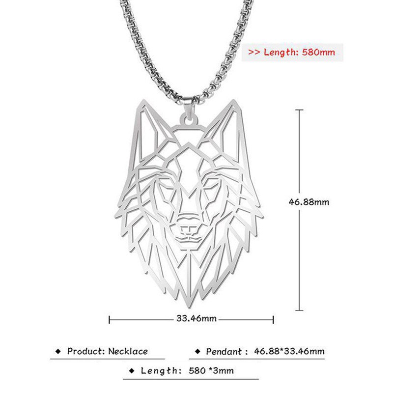 Fancyqube Viking Fashion Wolf Pendant Stainless Steel Hollow Animal Necklace Men Jewelry