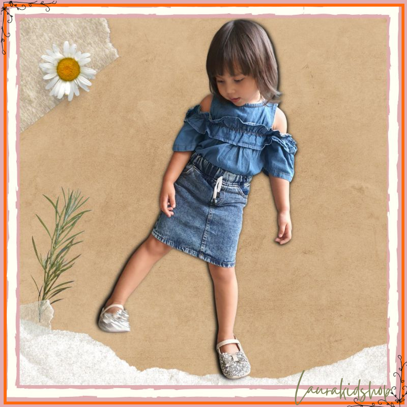 Rok Jeans Denim Washing Anak Perempuan 1-6 Tahun