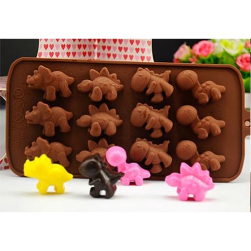 Cetakan Coklat Dinosaurus Silikon Pudding Jelly Coklat Es Bentuk Dinosaurus - Cetakan Dino - Silicone Mold Bentuk Dino Serbaguna