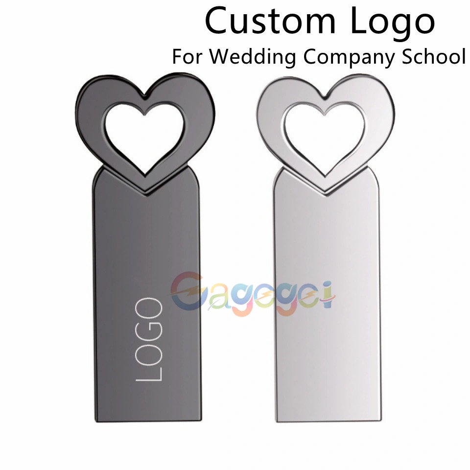 Flashdisk Usb 2.0 1gb 2gb 4gb 8gb 16gb 32gb 64gb 128gb Bentuk Hati Bahan Logam