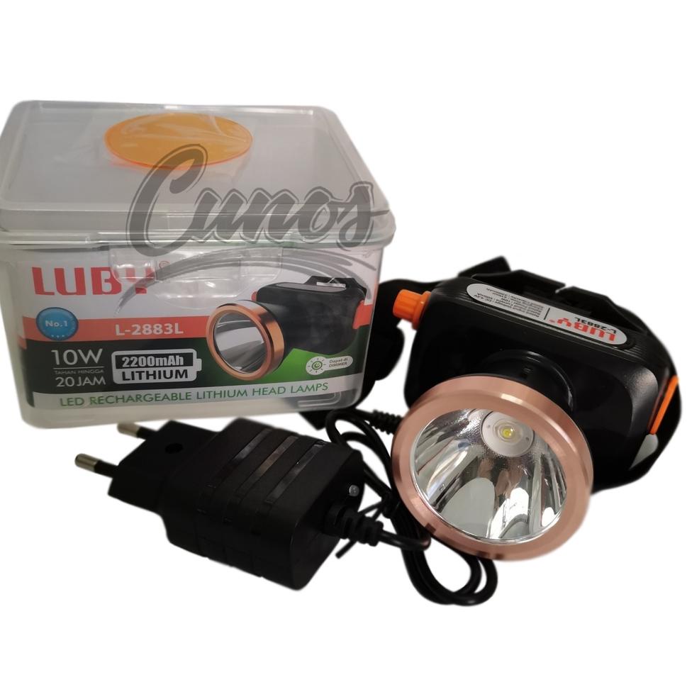 LUBY HEAD LAMP SENTER KEPALA 2883 L SUPER TERANG LAMPU PUTIH 10 WATT 500 METER 20 JAM  Luby Senter