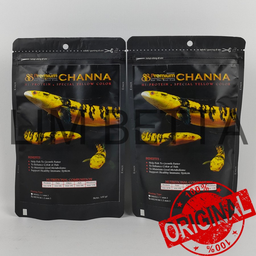 PREMIUM 88 YELLOW CHANNA 100 GRAM 2MM - PELET IKAN CHANNA