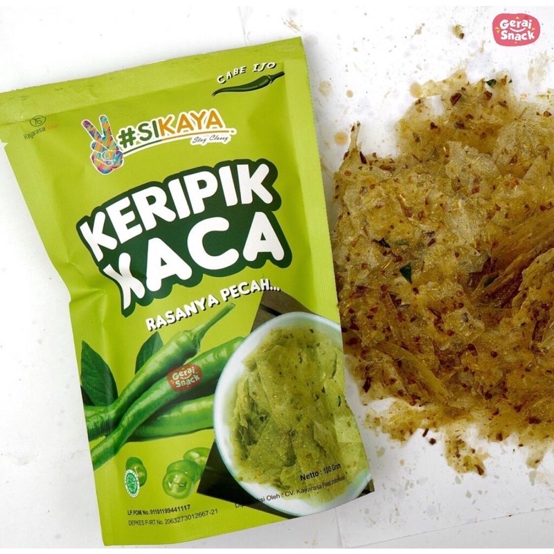 Keripik Kaca Sikaya Rasa Pedas Cabe Ijo Best Seller Bumbu Tebal (100g)