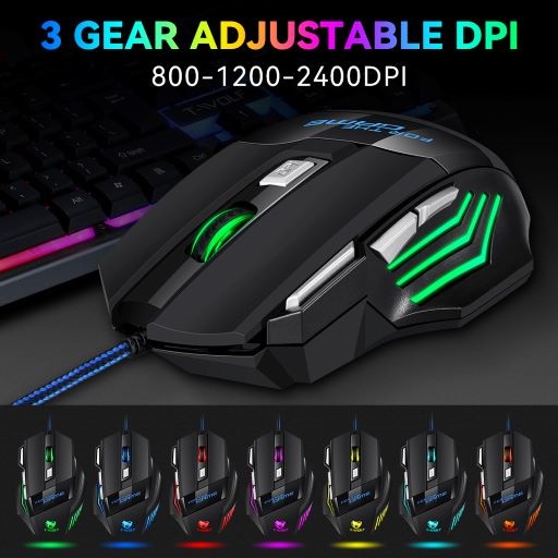 SKU-1274 MOUSE GAMING 7 BUTTONS T-WOLF M1 FOR GAME LED RGB TWOLF