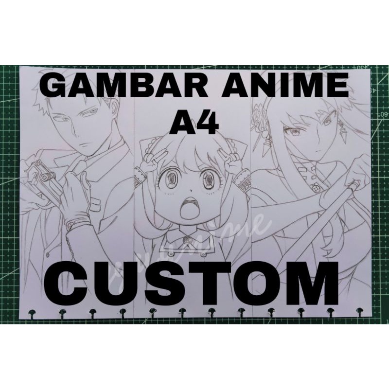 Jasa sketsa gambar custom anime A4